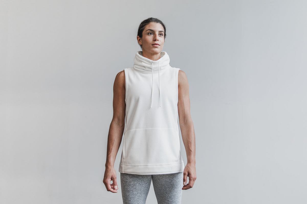 Nobull Arctic Mouwloos Cowl Sweatshirts Dames Wit | 150294-HAN