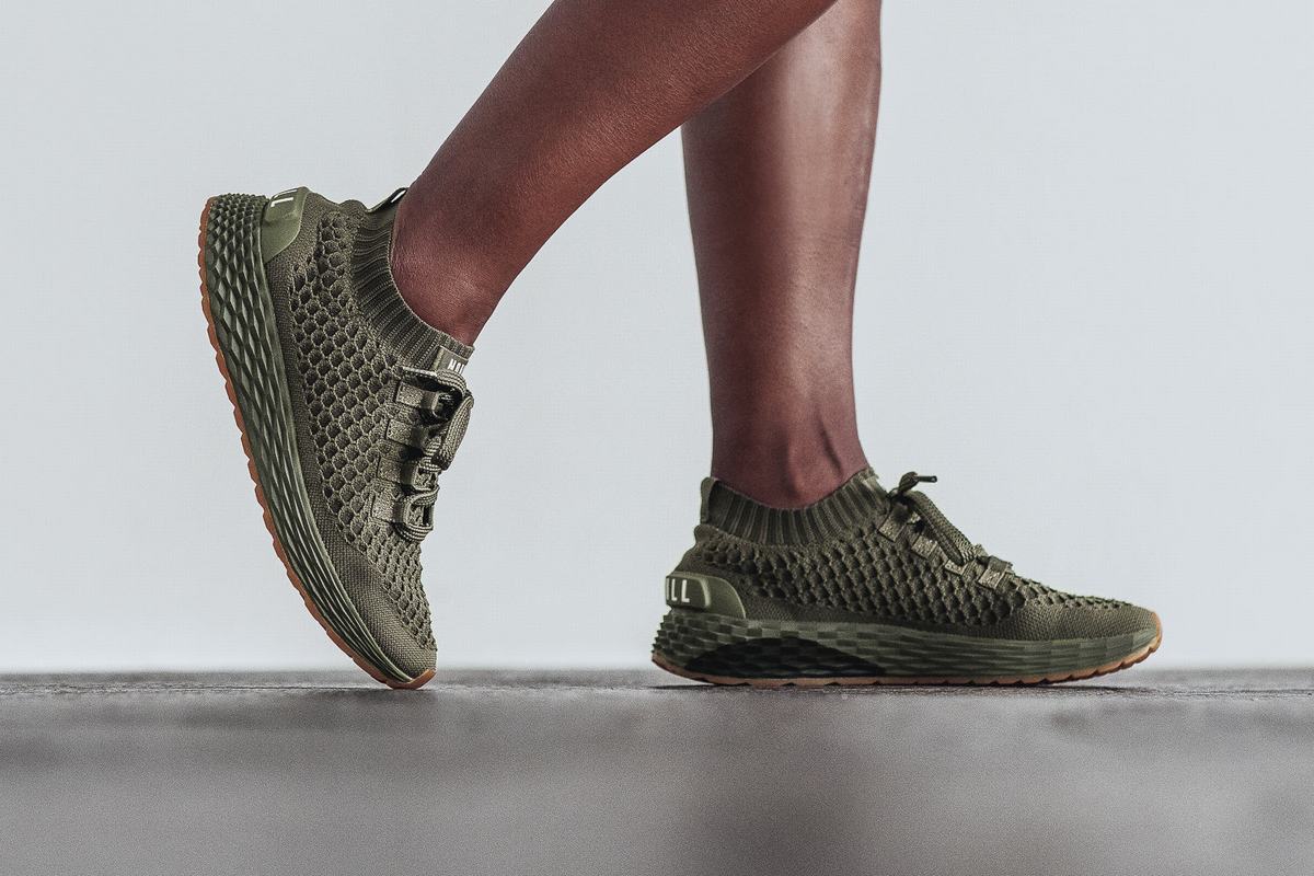Nobull Army Knit Runner Loopschoenen Dames Olijfgroen | 801795-ENS