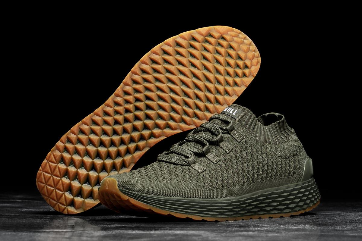 Nobull Army Knit Runner Loopschoenen Dames Olijfgroen | 801795-ENS