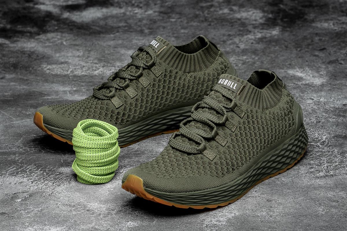 Nobull Army Knit Runner Loopschoenen Dames Olijfgroen | 801795-ENS