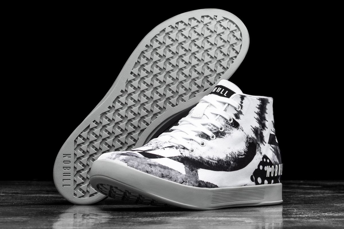 Nobull Artists For Humanity Canvas Mid Trainer Fitness Schoenen Dames Wit Zwart | 657031-VPH