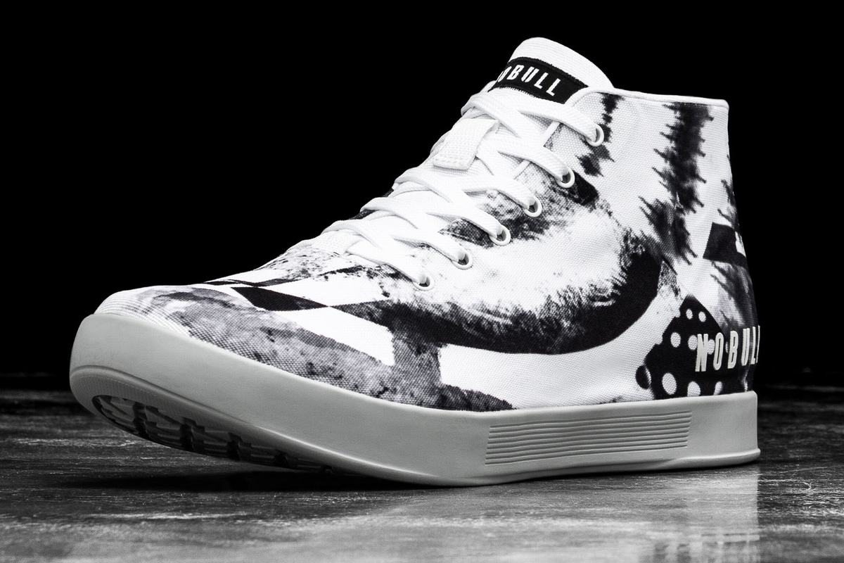 Nobull Artists For Humanity Canvas Mid Trainer Fitness Schoenen Dames Wit Zwart | 657031-VPH