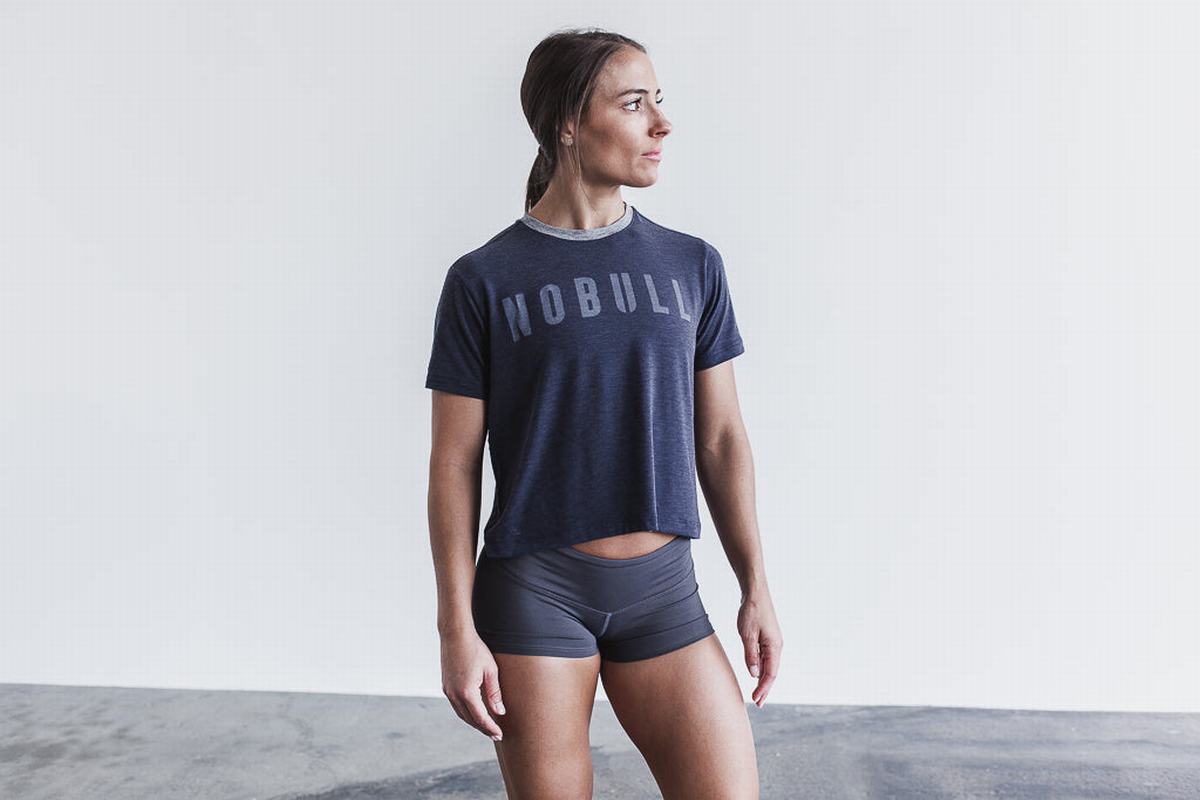 Nobull Boxy T-shirts Dames Donkerblauw | 856390-SCI