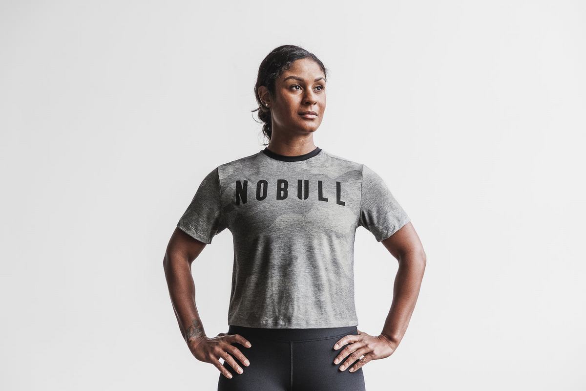 Nobull Boxy T-shirts Dames Grijs Camo | 143562-LKV