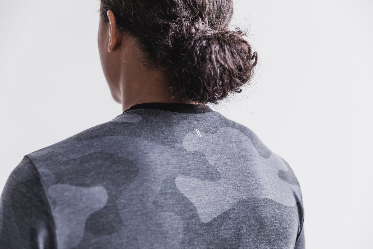 Nobull Boxy T-shirts Dames Grijs Camo | 602983-RZH