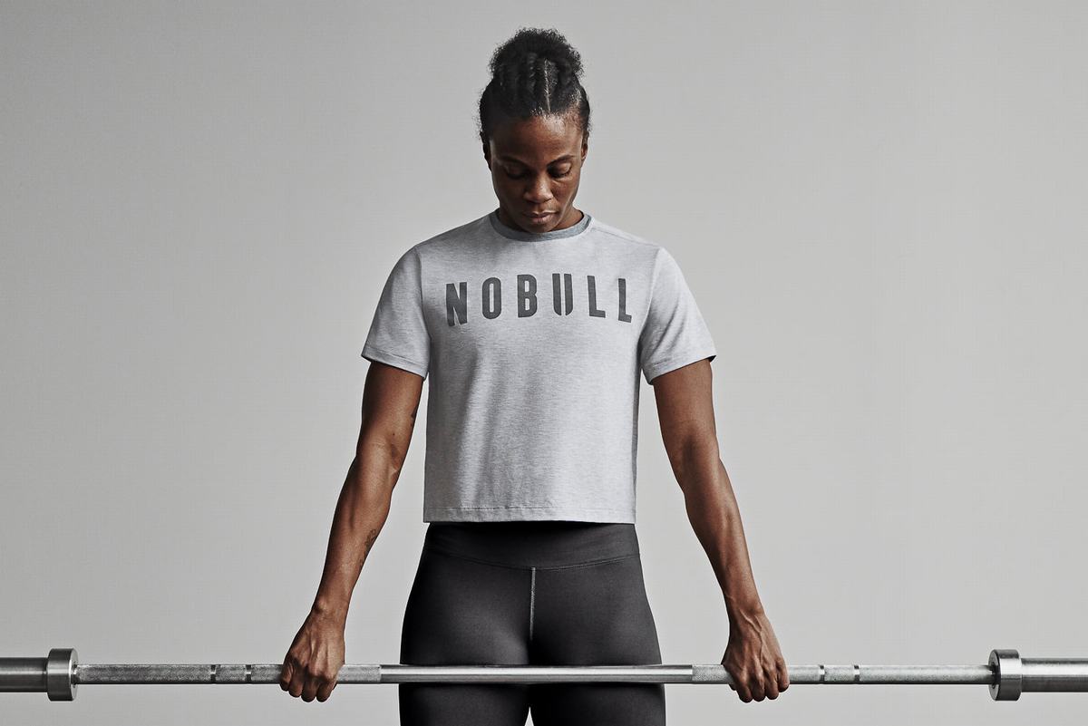 Nobull Boxy T-shirts Dames Lichtgrijs | 042783-ZWQ