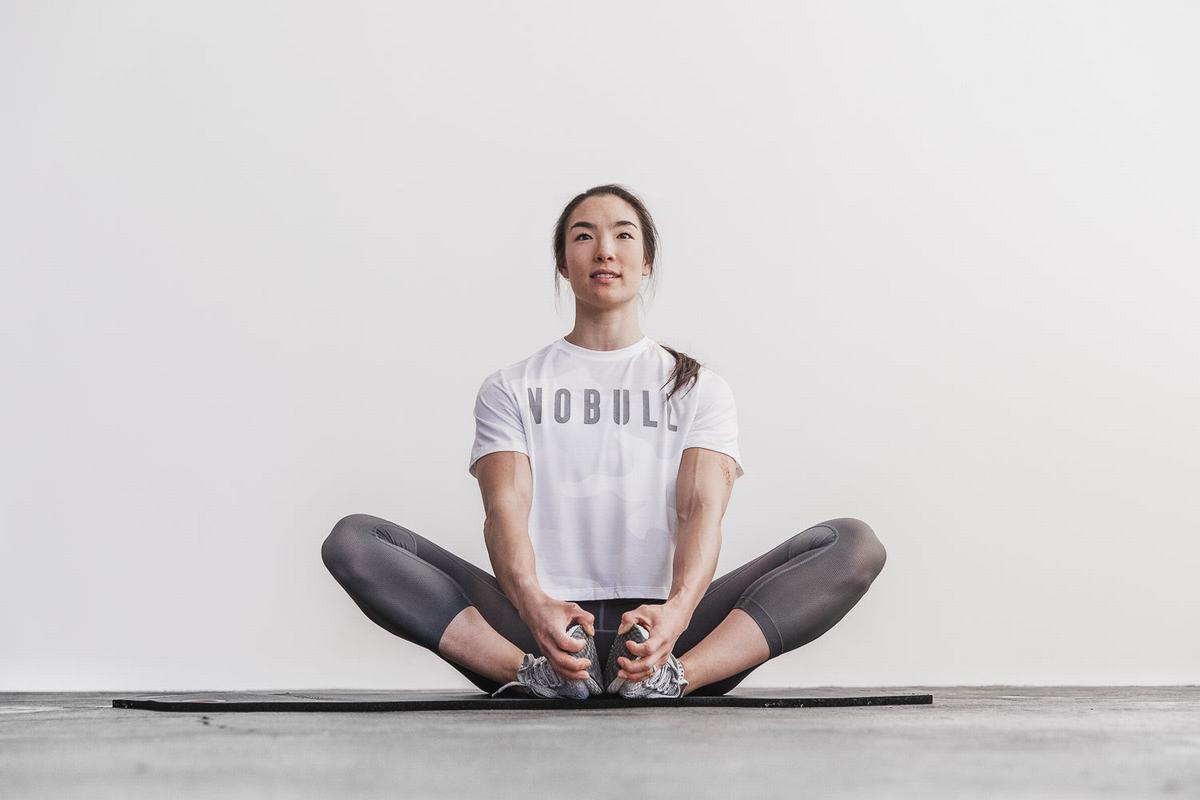 Nobull Boxy T-shirts Dames Wit Camo | 017648-ZXU