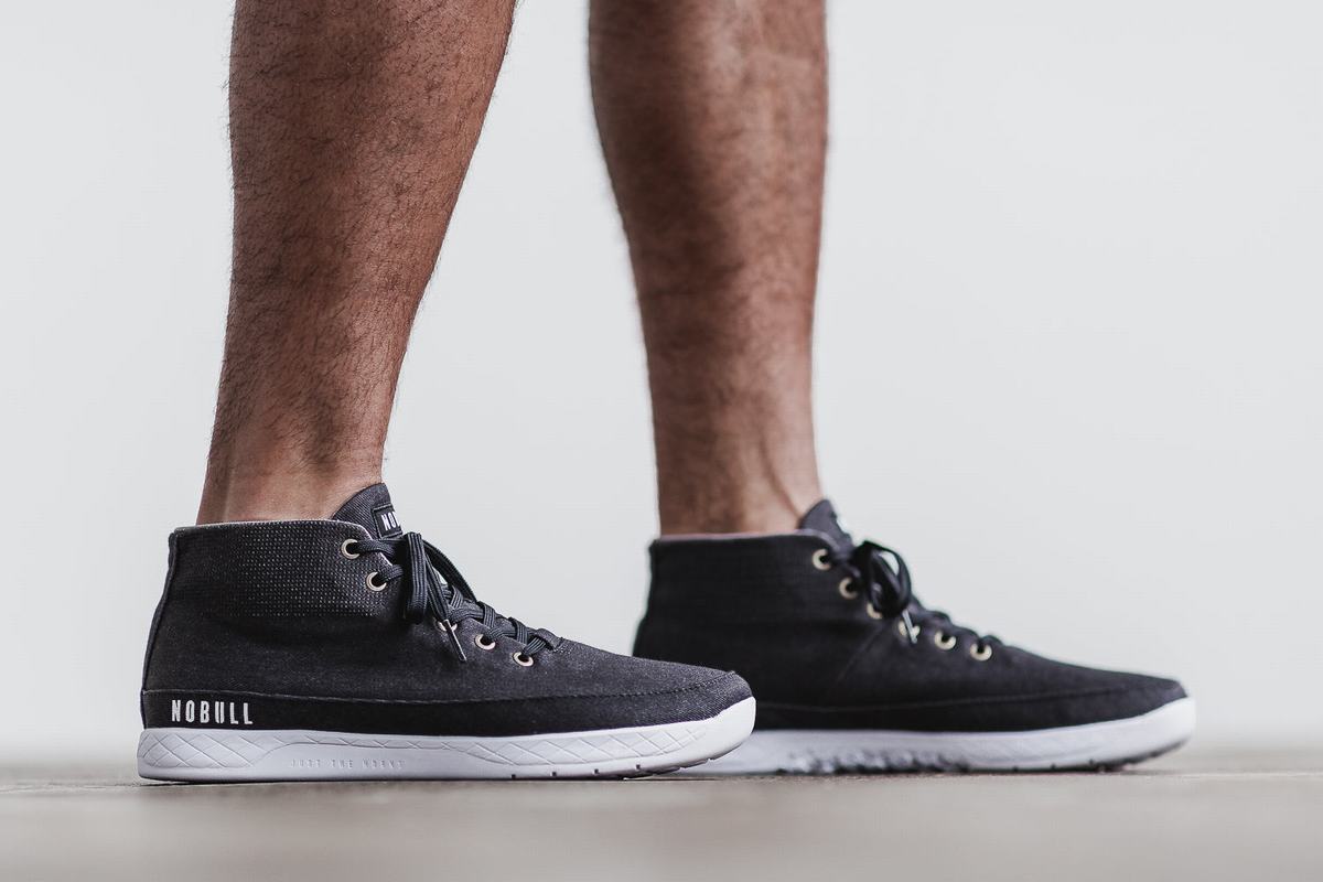 Nobull Canvas Mid Trainer Fitness Schoenen Heren Zwart | 092875-UTR