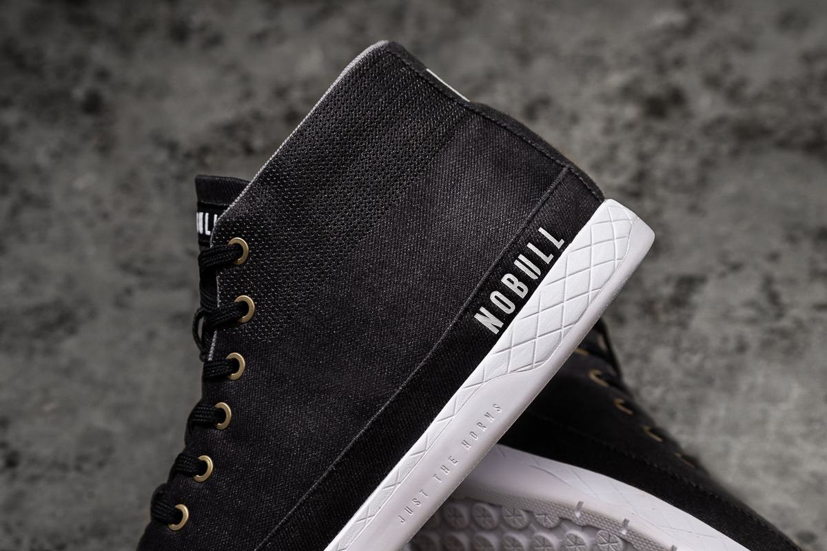 Nobull Canvas Mid Trainer Fitness Schoenen Heren Zwart | 092875-UTR