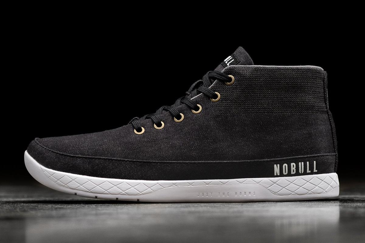 Nobull Canvas Mid Trainer Fitness Schoenen Heren Zwart | 092875-UTR