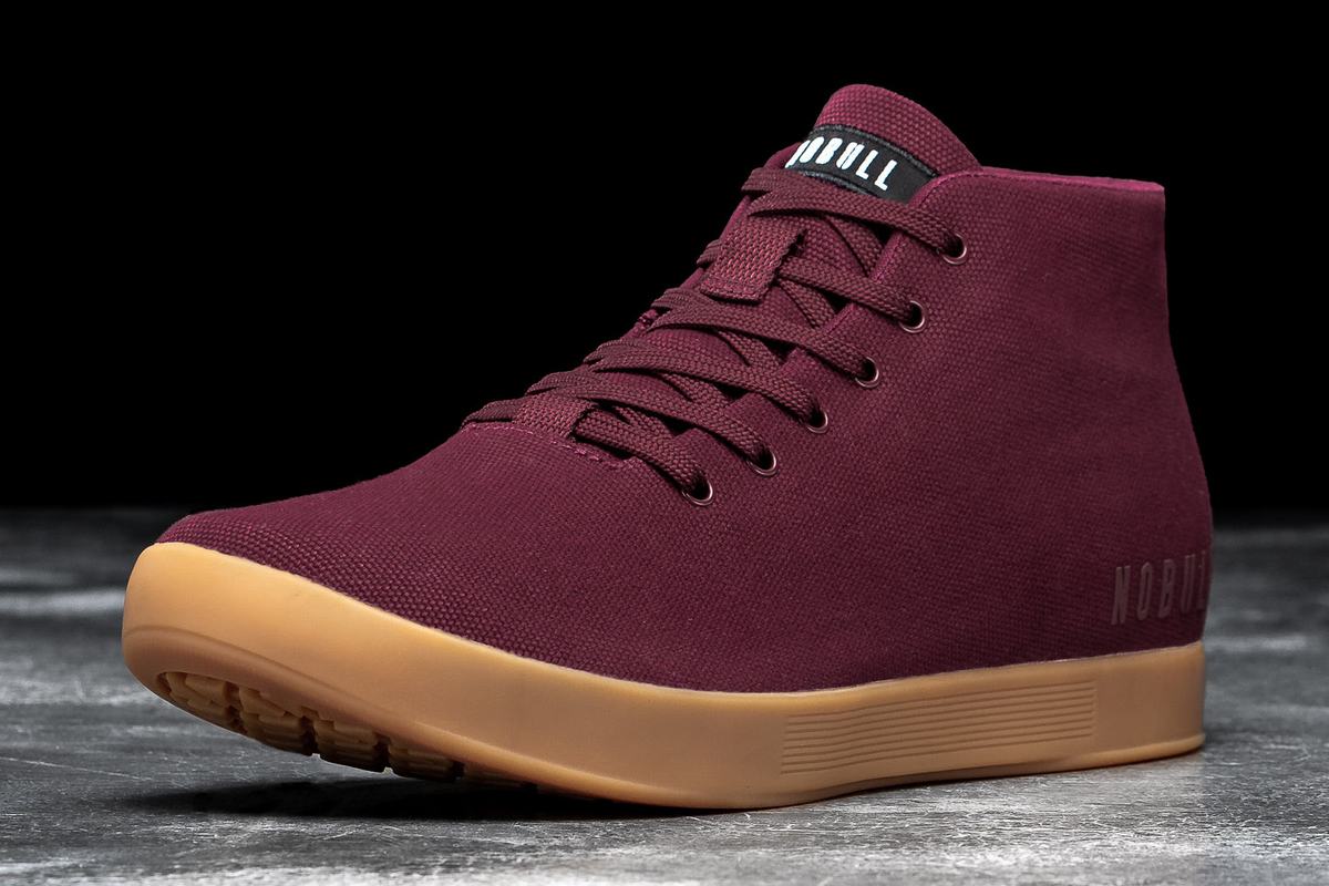 Nobull Canvas Mid Trainer Fitness Schoenen Dames Donkerrood | 508912-VAN