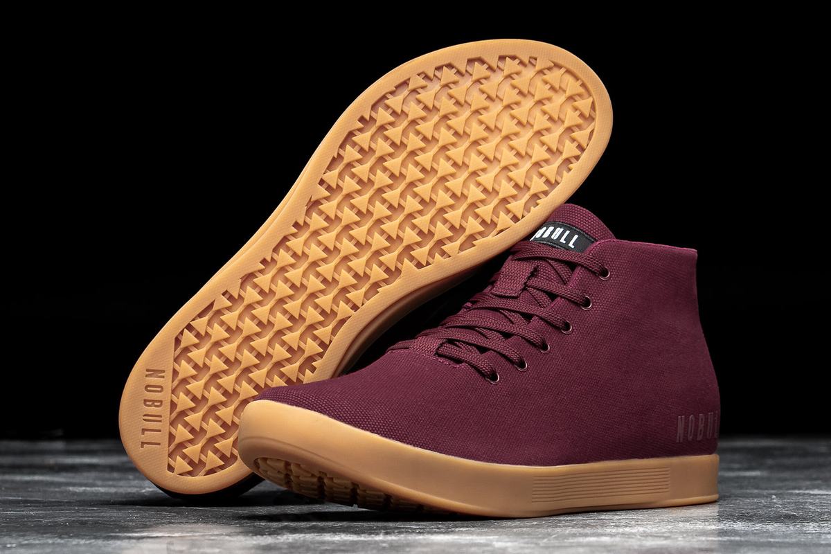 Nobull Canvas Mid Trainer Fitness Schoenen Dames Donkerrood | 508912-VAN