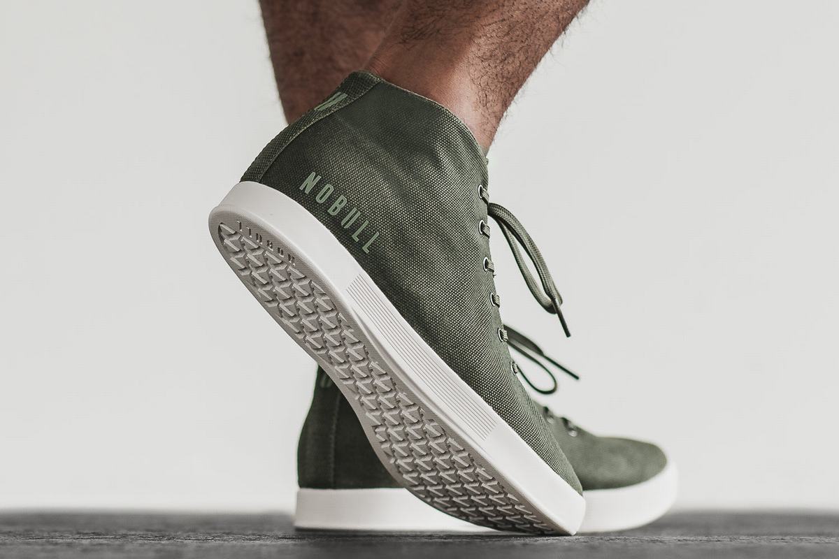 Nobull Canvas Mid Trainer Fitness Schoenen Heren Donkergroen Wit | 761982-QLS