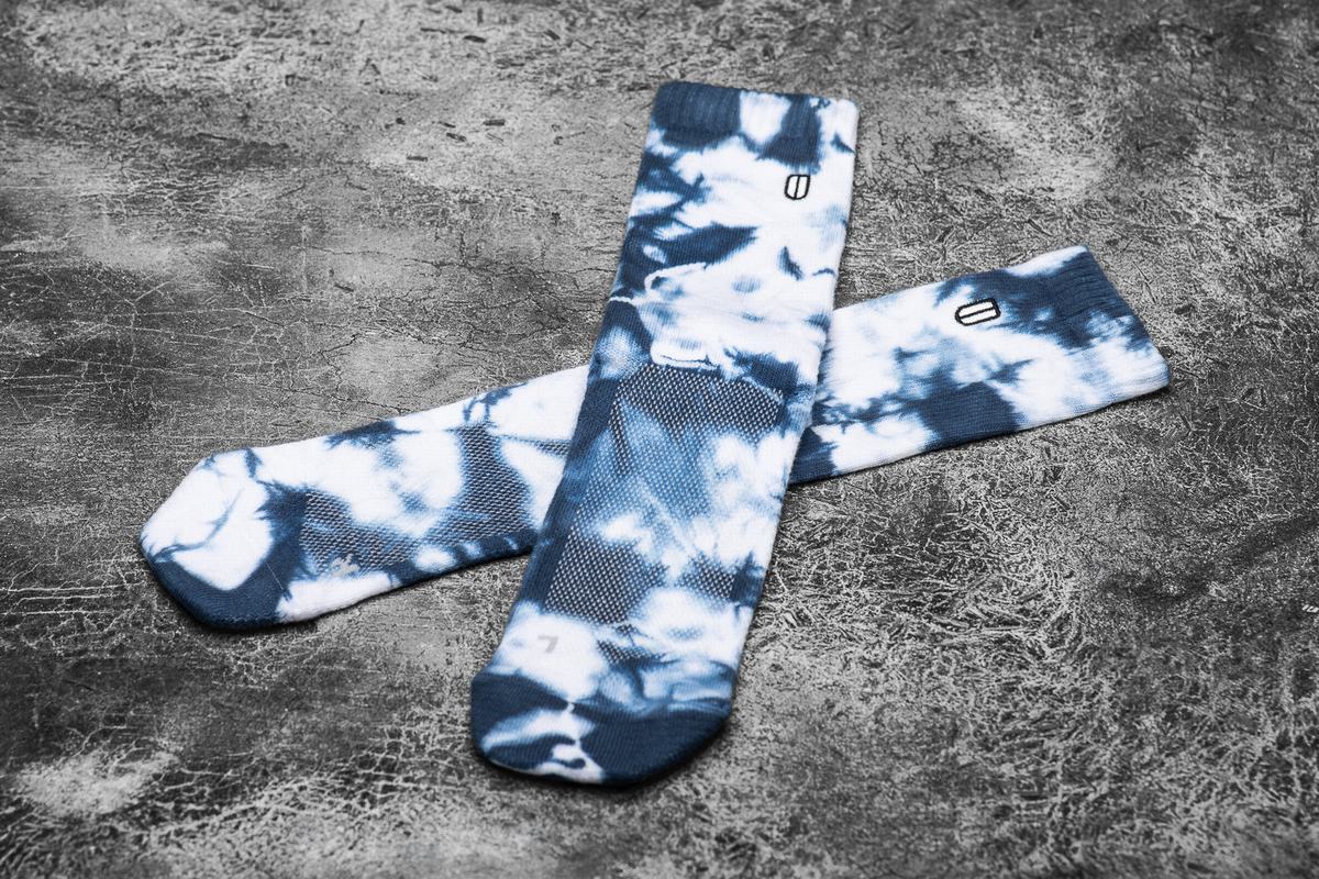 Nobull Crew Tie-Dye Sokken Dames Wit Donkerblauw | 710586-ZRK