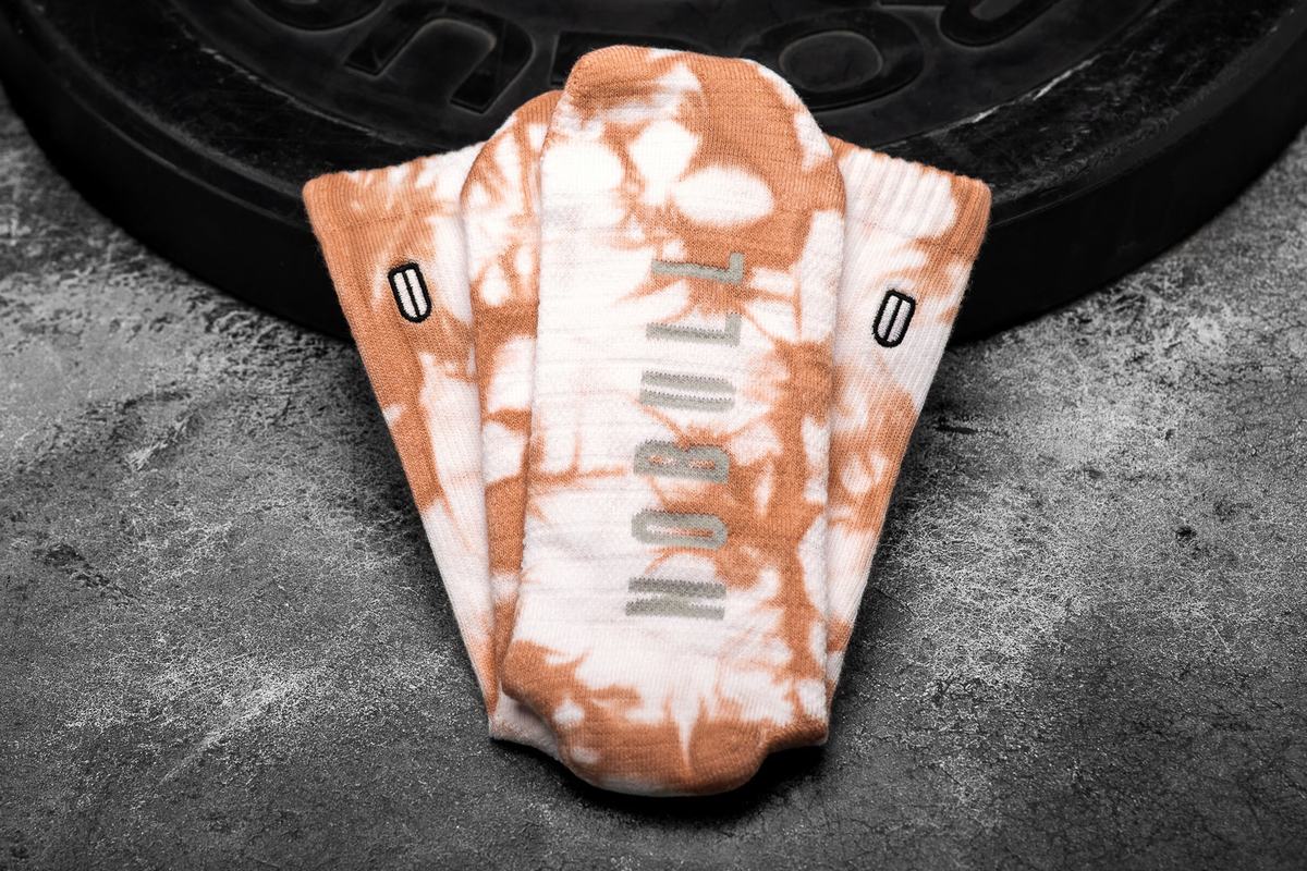Nobull Crew Tie-Dye Sokken Heren Wit Koraal | 035978-WPV