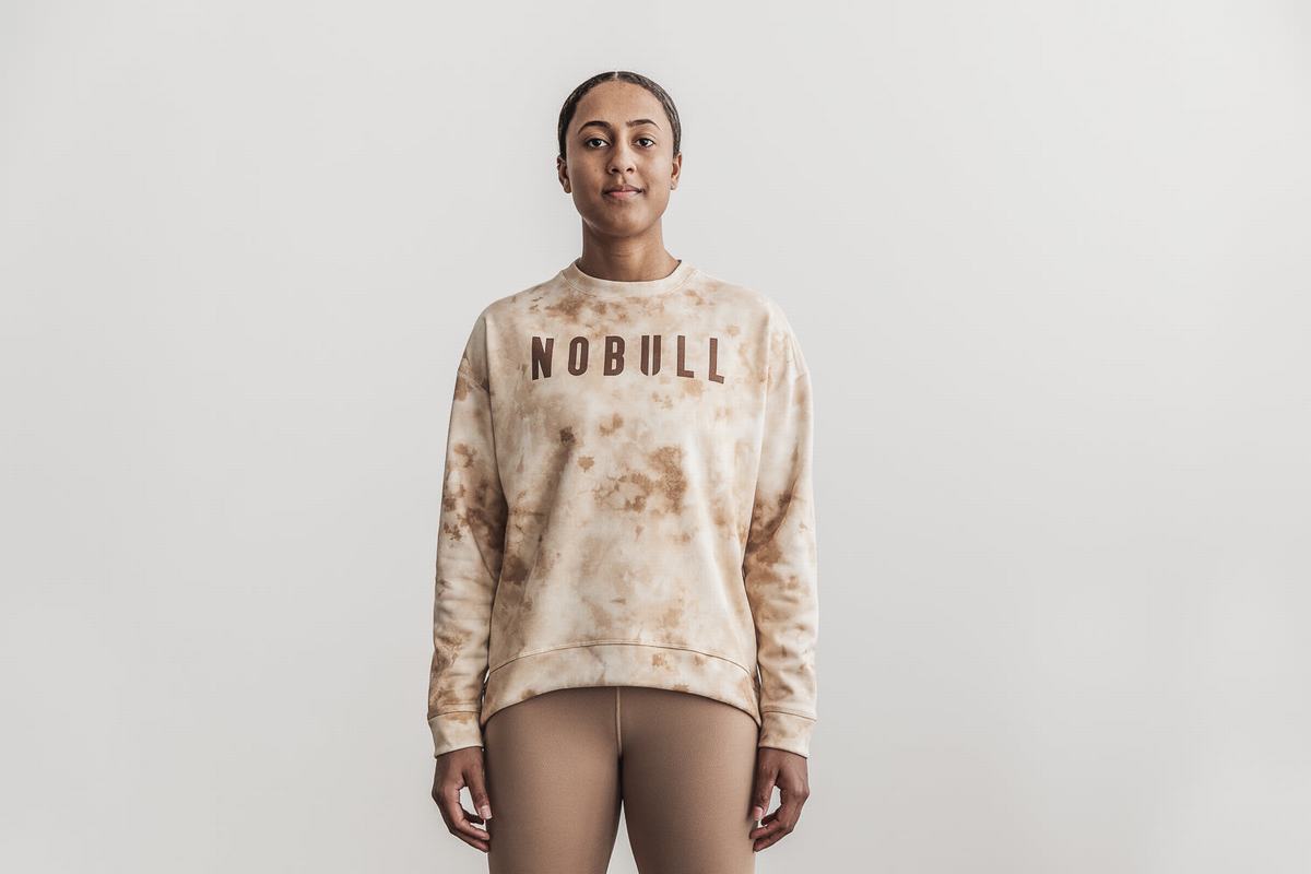 Nobull Crew Tie-Dye Sweatshirts Dames Wit | 875034-ESP