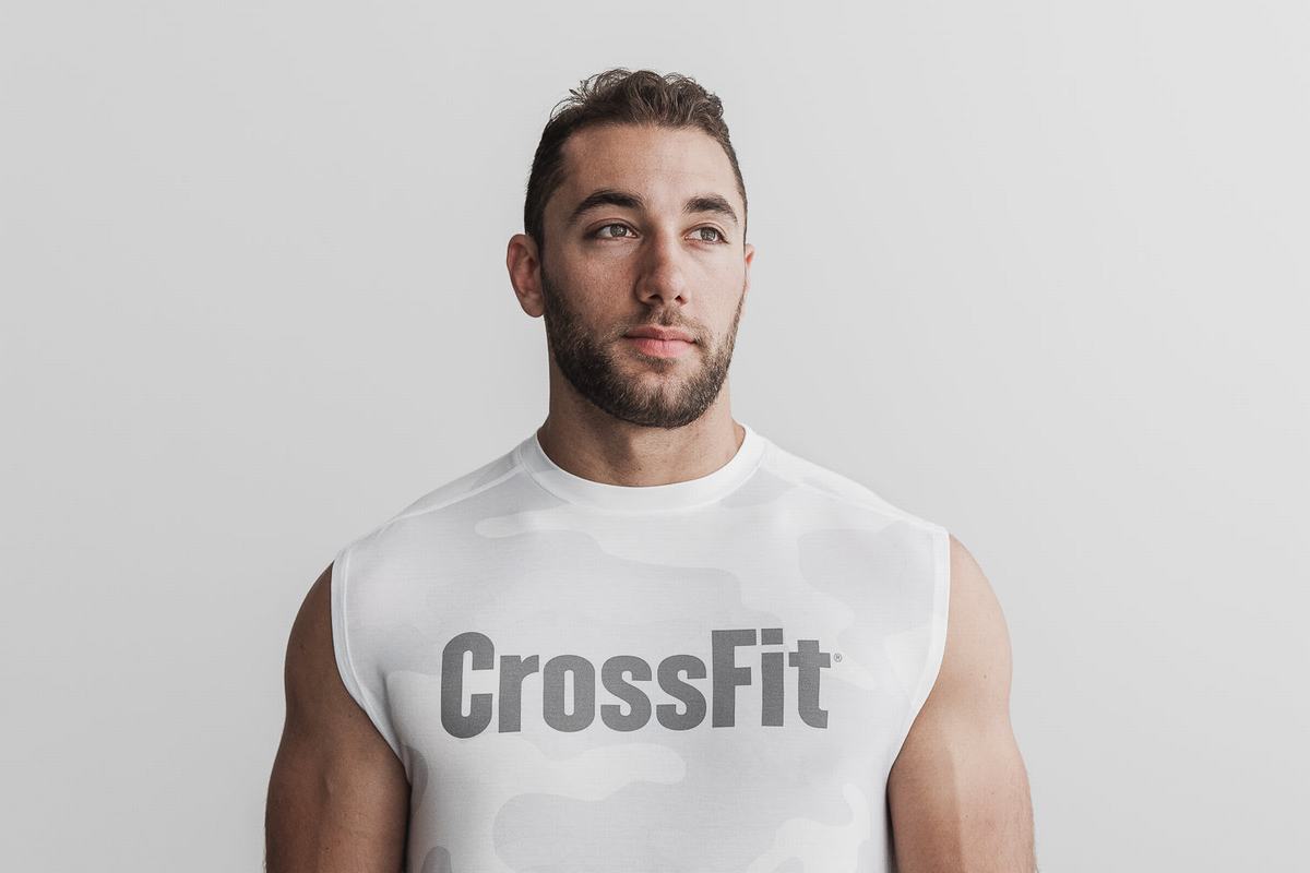 Nobull Crossfit® Mouwloos T-shirts Heren Wit Camo | 291730-OEN