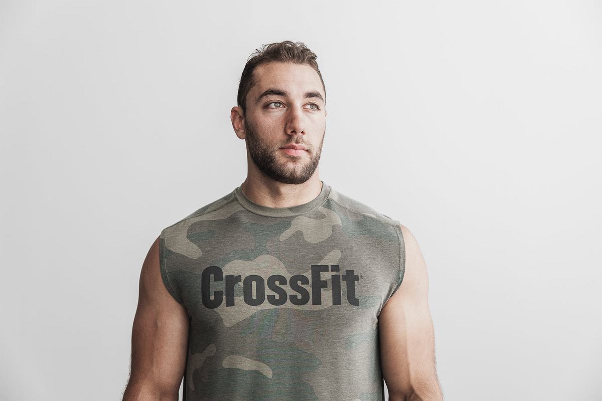 Nobull Crossfit® Mouwloos T-shirts Heren Groen Camo | 324091-RUY