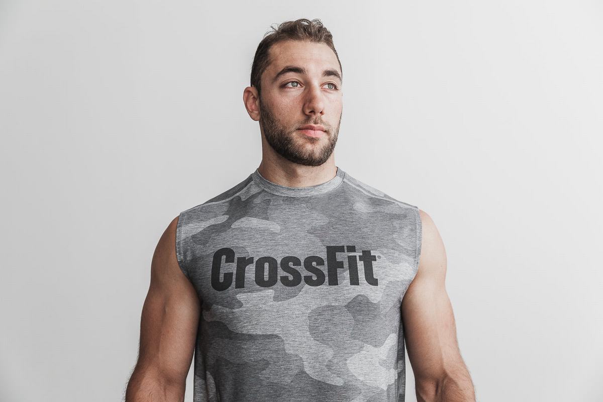 Nobull Crossfit® Mouwloos T-shirts Heren Grijs Camo | 824067-HKQ