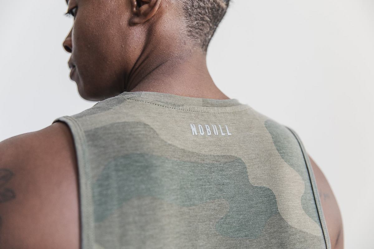 Nobull Crossfit® Muscle Tank Tanktop Dames Groen Camo | 873512-KHQ