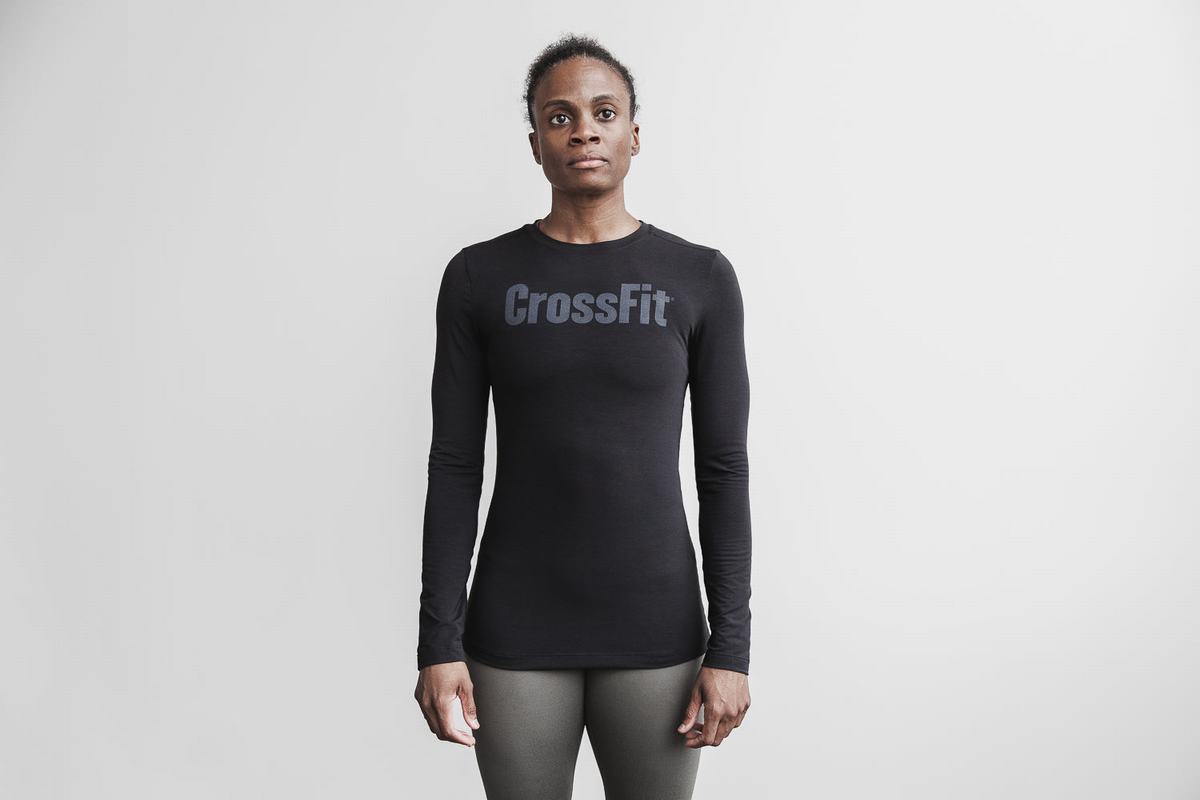 Nobull Crossfit® T-Shirt Lange Mouw Dames Zwart | 180563-ERF