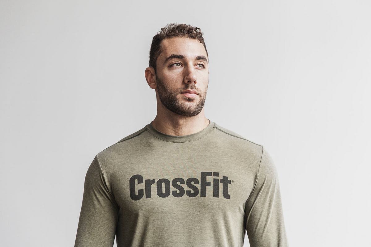 Nobull Crossfit® T-Shirt Lange Mouw Heren Groen | 239608-PNR