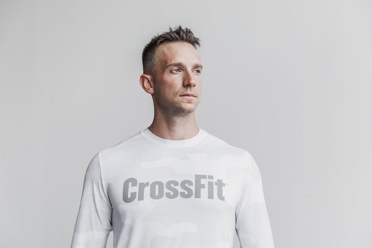Nobull Crossfit® T-Shirt Lange Mouw Heren Wit Camo | 634157-XLA