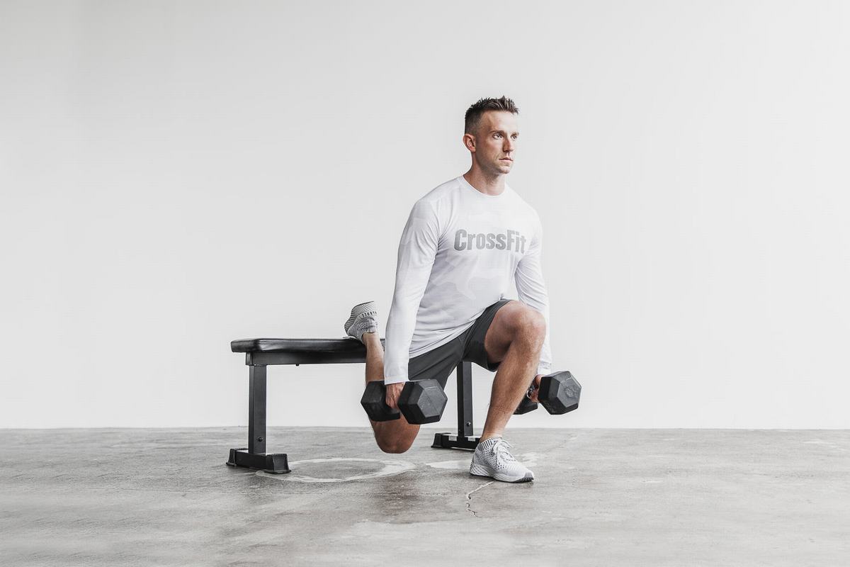 Nobull Crossfit® T-Shirt Lange Mouw Heren Wit Camo | 634157-XLA