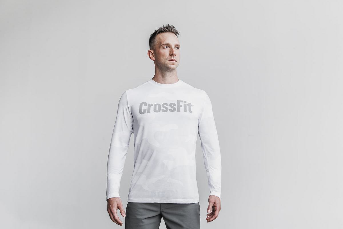 Nobull Crossfit® T-Shirt Lange Mouw Heren Wit Camo | 634157-XLA