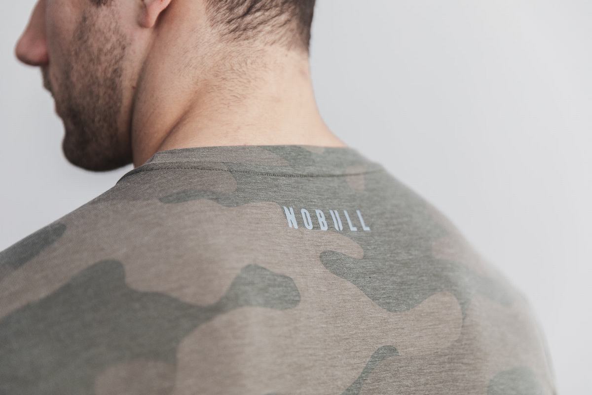 Nobull Crossfit® T-Shirt Lange Mouw Heren Groen Camo | 831295-RIU