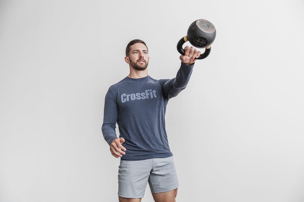 Nobull Crossfit® T-Shirt Lange Mouw Heren Donkerblauw | 849326-TQY