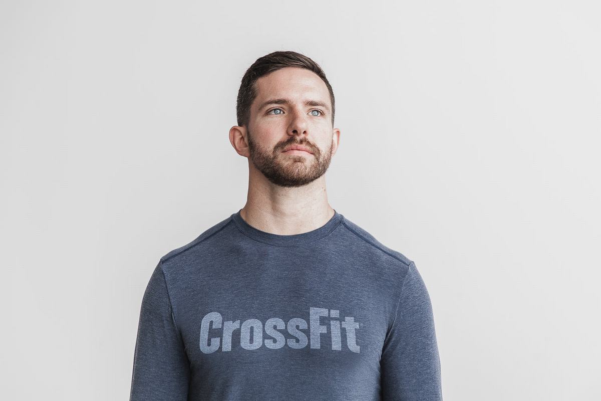 Nobull Crossfit® T-Shirt Lange Mouw Heren Donkerblauw | 849326-TQY