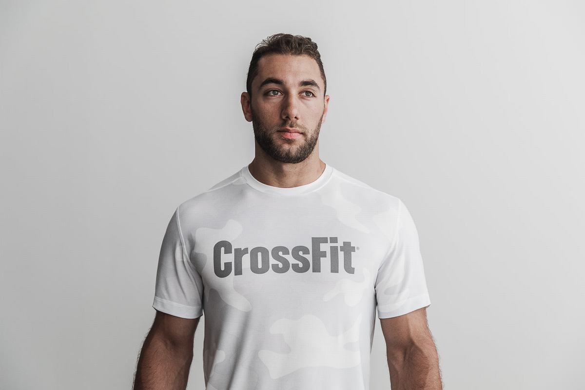 Nobull Crossfit® T-shirts Heren Wit Camo | 584631-ZIM