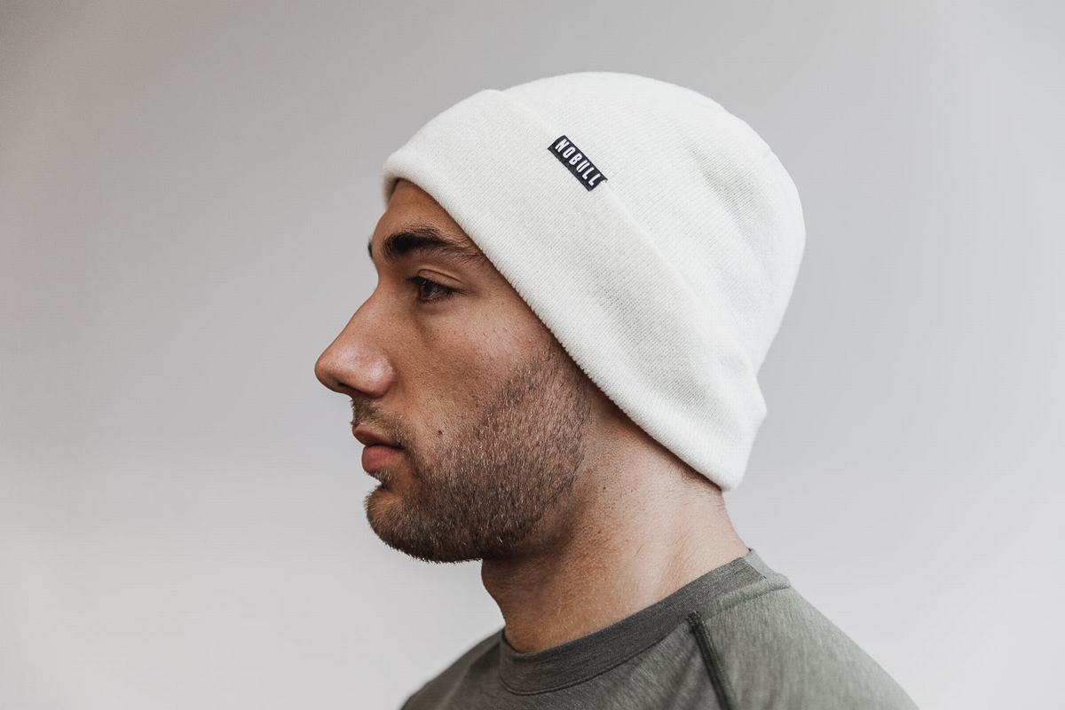 Nobull Cuffed Beanie Muts Heren Wit | 867259-QDH