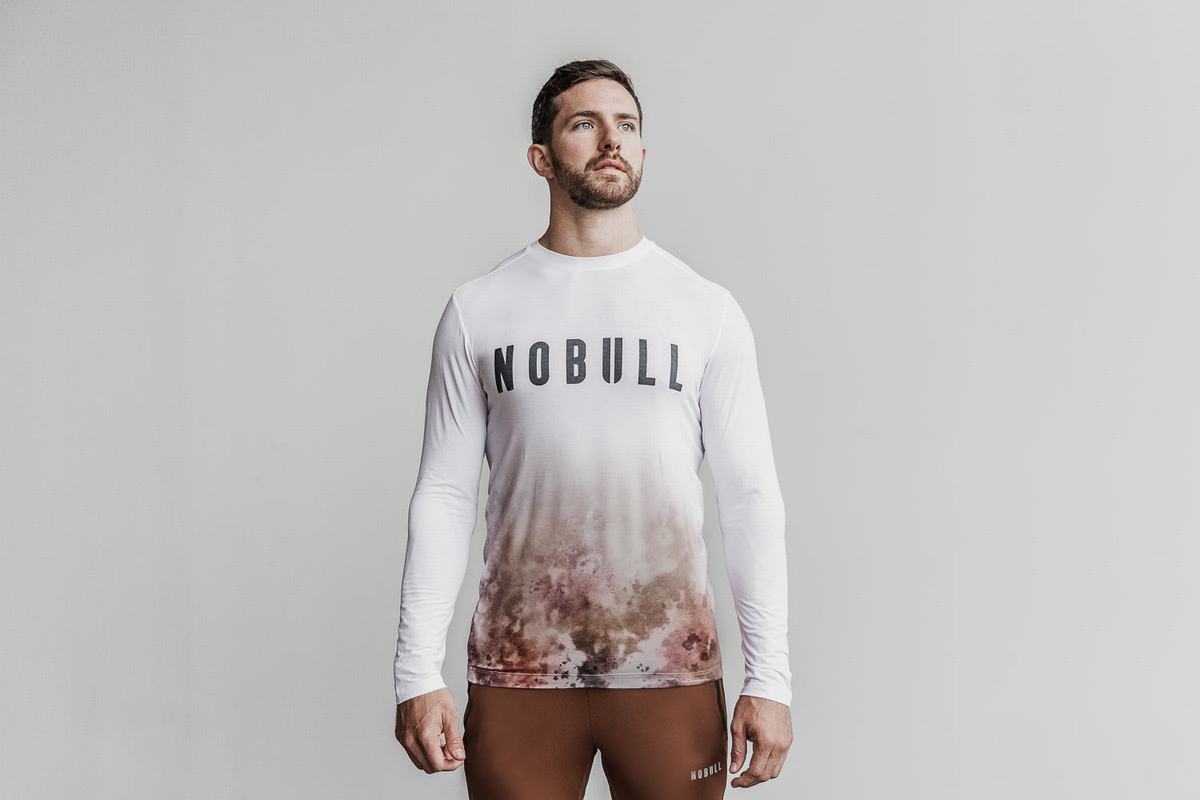 Nobull Dip-Dye T-Shirt Lange Mouw Heren Wit | 084617-ZPN