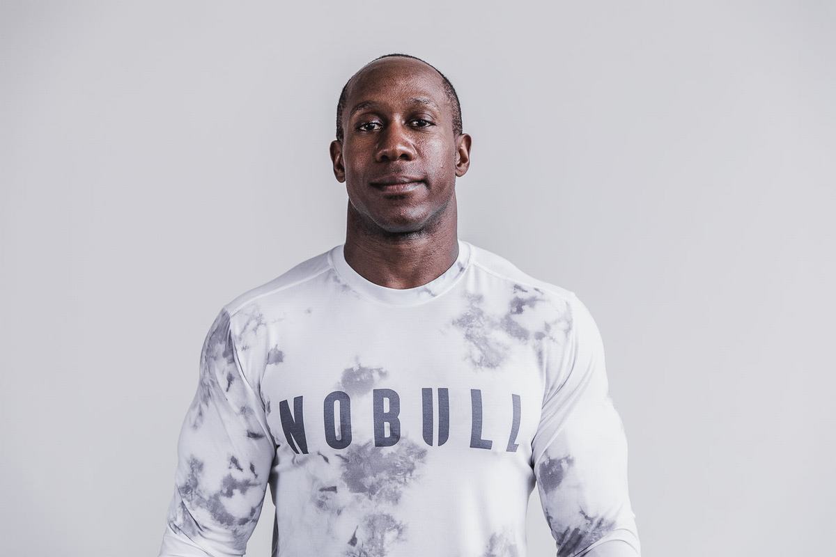 Nobull Dip-Dye T-Shirt Lange Mouw Heren Wit | 319250-AUS