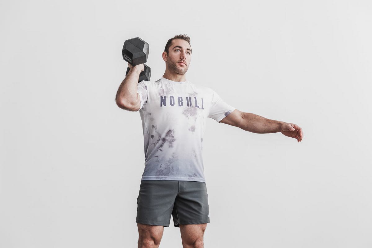 Nobull Dip-Dye T-shirts Heren Wit | 609745-IXJ