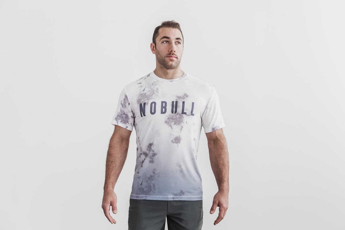 Nobull Dip-Dye T-shirts Heren Wit | 609745-IXJ