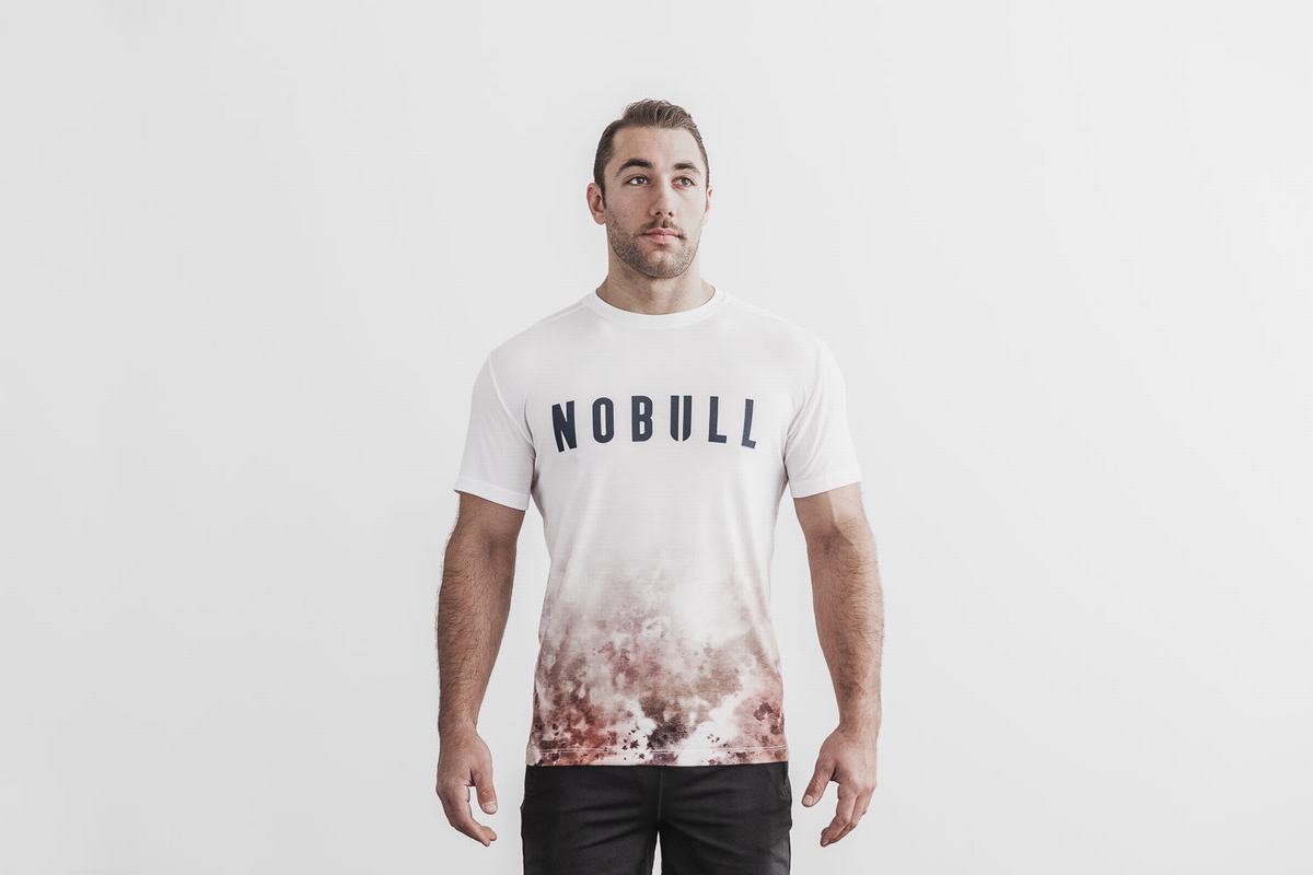 Nobull Dip-Dye T-shirts Heren Wit | 759381-EWR