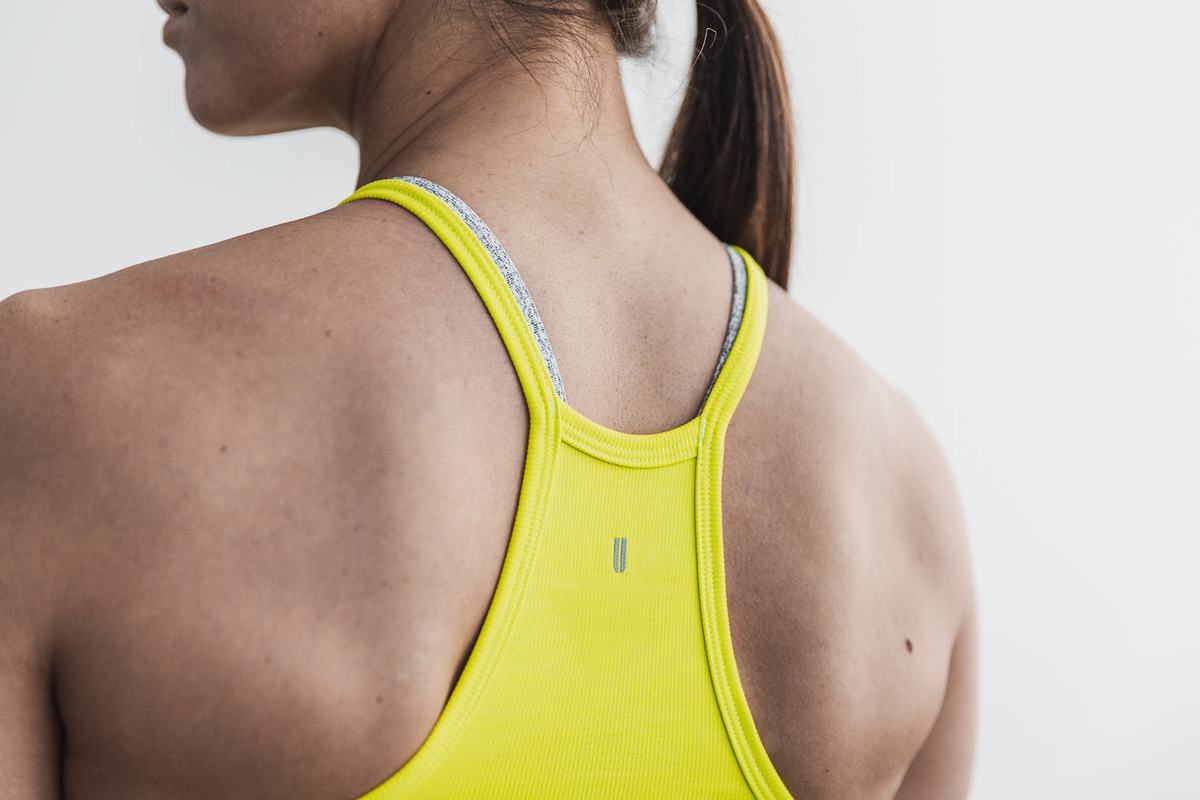 Nobull Halter Crop Tank Neon Ribbed Tanktop Dames Geel | 897205-RWP