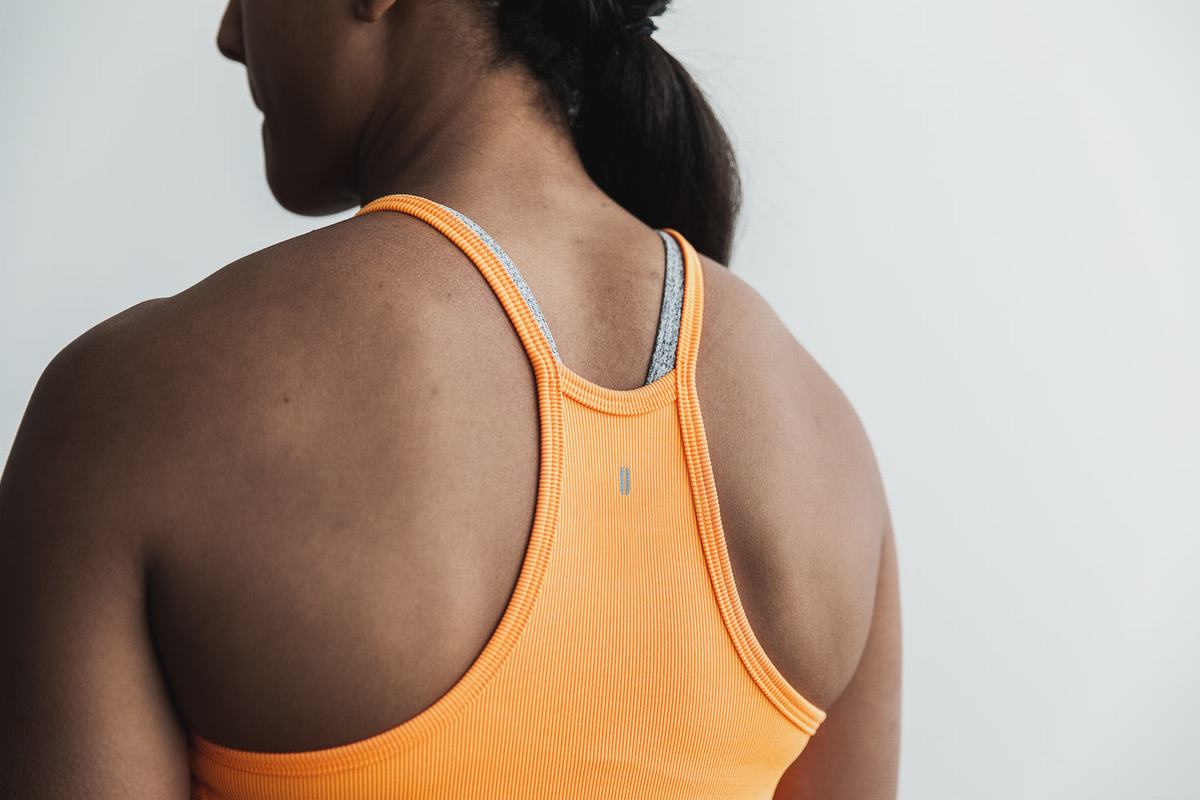 Nobull Halter Crop Tank Neon Ribbed Tanktop Dames Oranje | 942631-ELJ