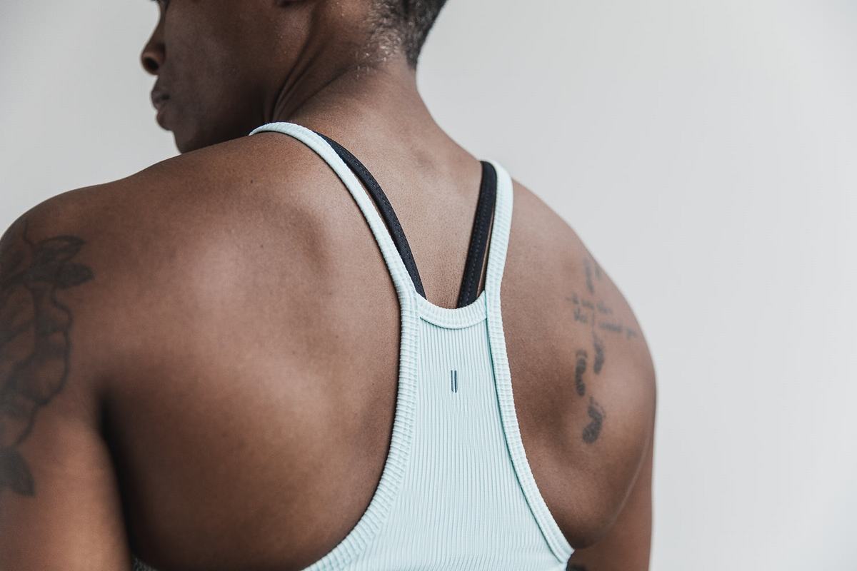 Nobull Halter Crop Tank Ribbed Tanktop Dames Blauw | 125367-KIG