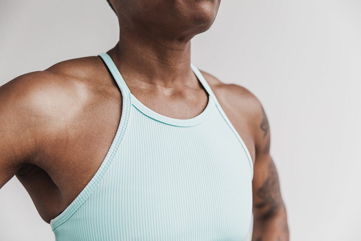 Nobull Halter Crop Tank Ribbed Tanktop Dames Blauw | 125367-KIG