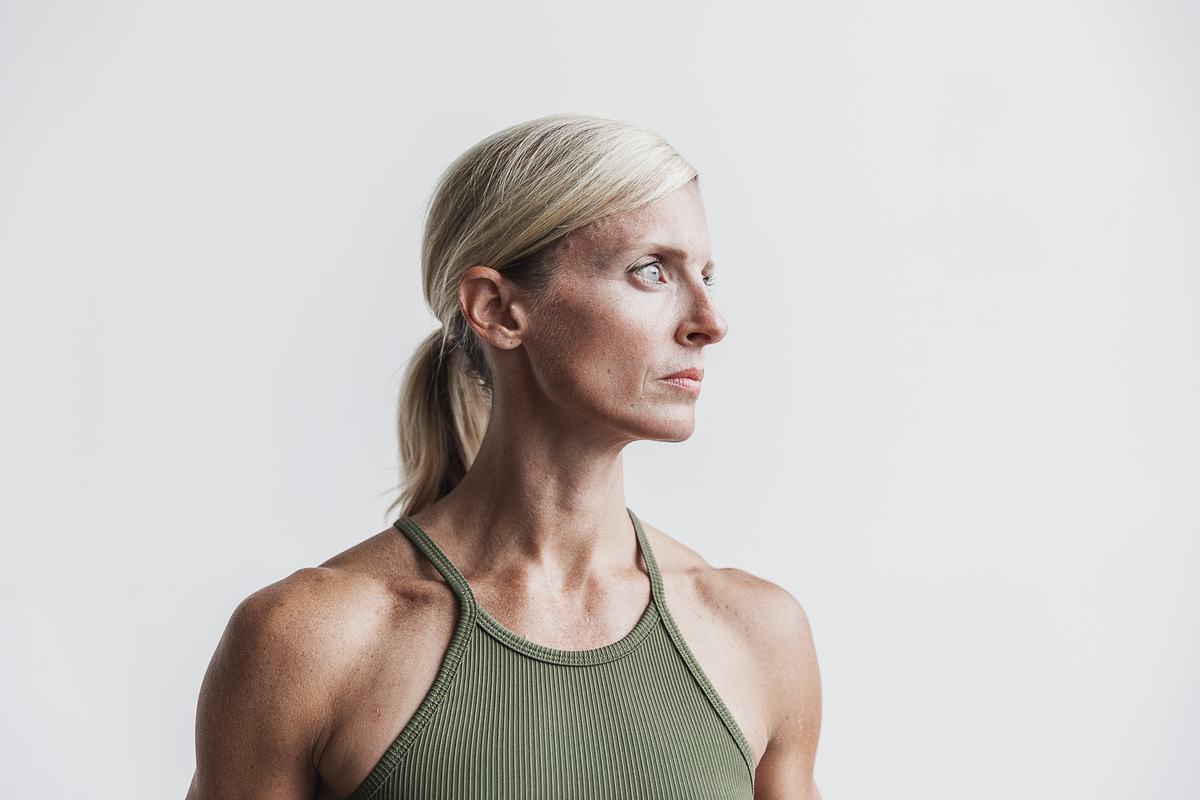 Nobull Halter Crop Tank Ribbed Tanktop Dames Groen | 431825-GQP