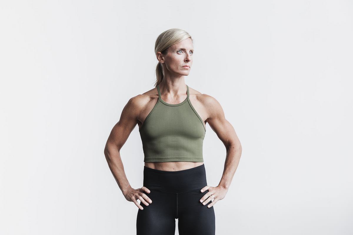 Nobull Halter Crop Tank Ribbed Tanktop Dames Groen | 431825-GQP