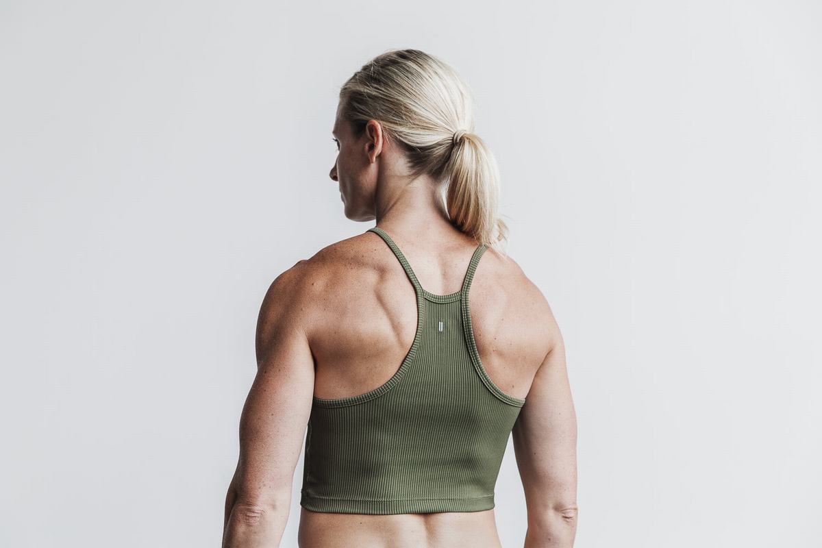 Nobull Halter Crop Tank Ribbed Tanktop Dames Groen | 431825-GQP