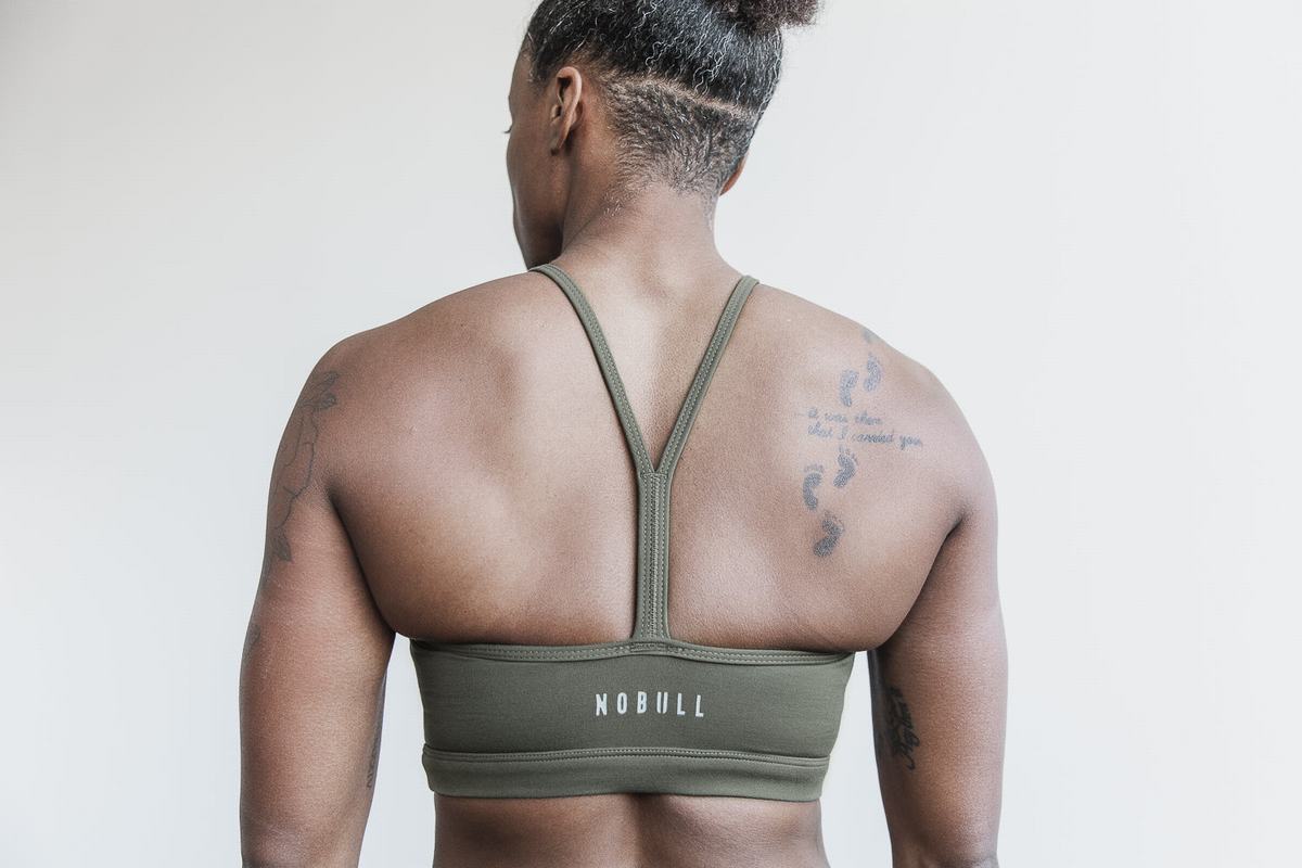 Nobull Halter Matte Sport Bh Dames Olijfgroen | 671284-KPO