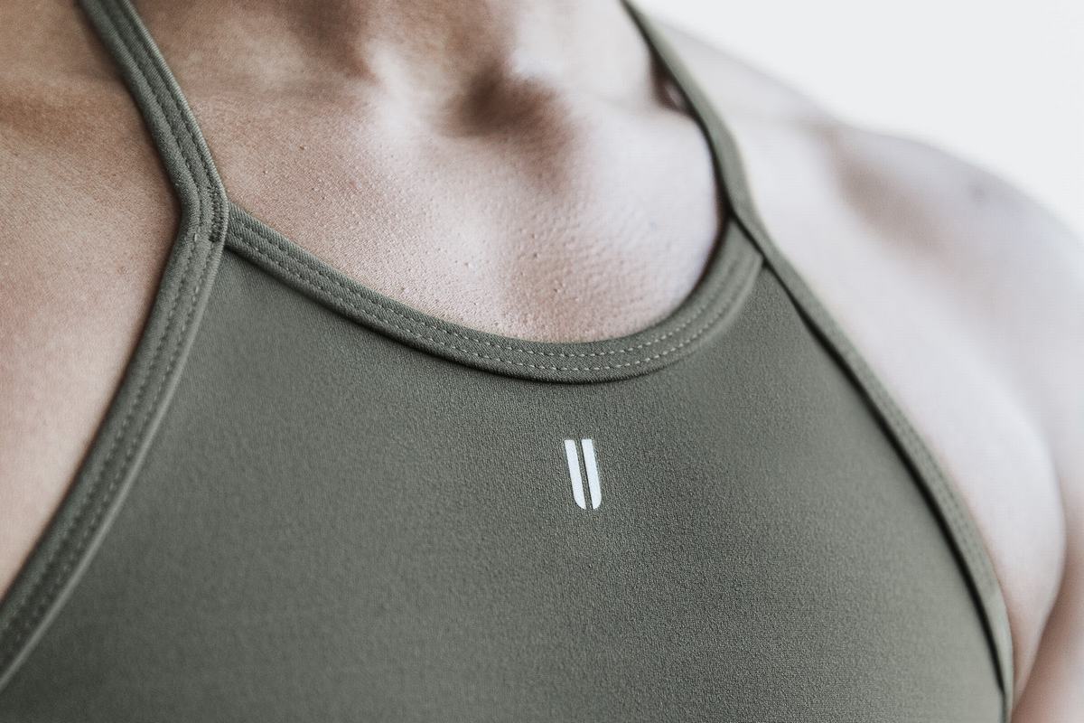 Nobull Halter Matte Sport Bh Dames Olijfgroen | 671284-KPO