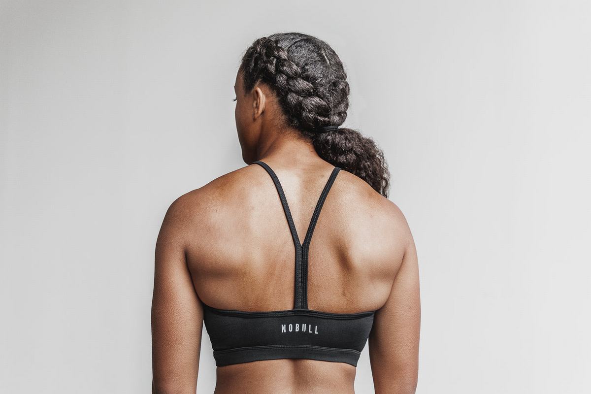 Nobull Halter Plush Heather Sport Bh Dames Zwart | 546270-FYR