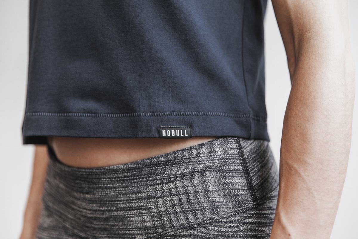 Nobull Heavyweight Mouwloos Crop T-shirts Dames Donkerblauw | 814325-UVS